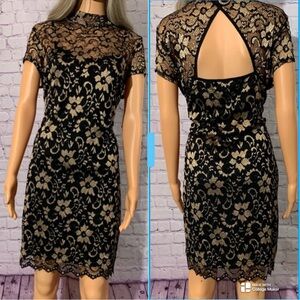 Black & gold lace floral body-con/mini dress. Size: (XXL (19) in Juniors.